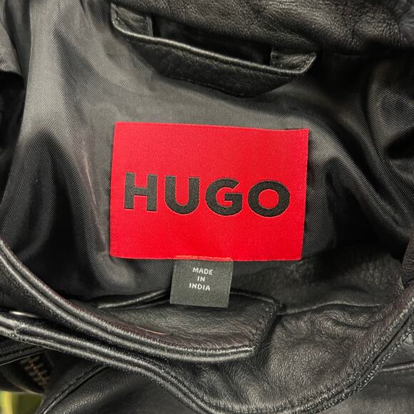 Hugo Boss Lewis Leather Jacket Coat size Large L B3 - Picture 5 of 8